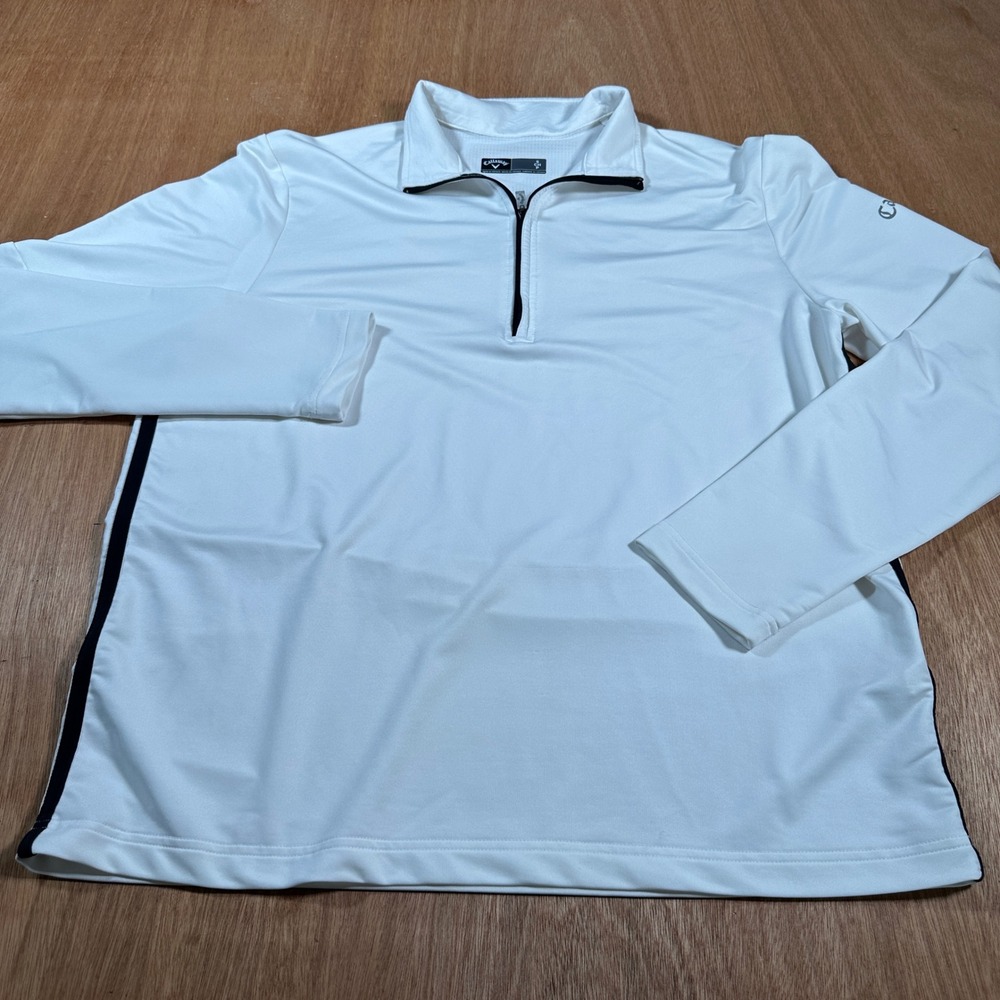 Callaway Quarter Zip Pullover Womens Small White Black Stripe Golf Athletic Top